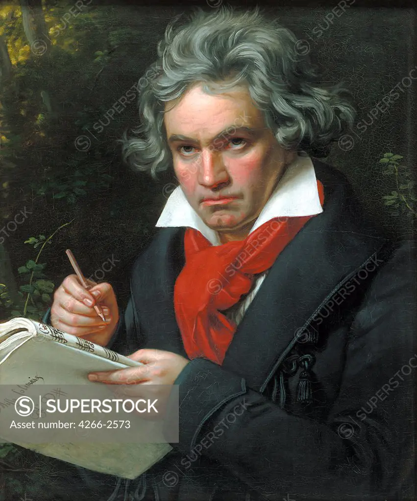 Ludwig van Beethoven by Joseph Karl Stieler, Oil on canvas, 1820, 1781-1858, Germany, Bonn, Beethoven-Haus,