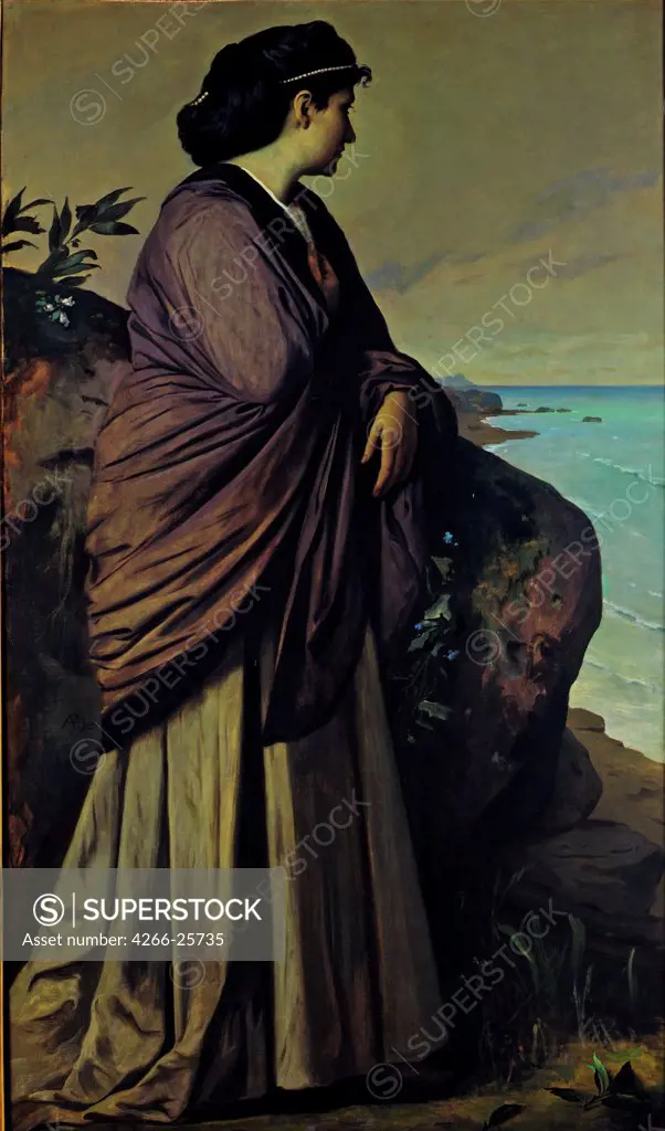 On the Seashore (Modern Iphigenia) by Feuerbach, Anselm (1829-1880) Museum Kunstpalast, Dusseldorf 1875 Oil on canvas 197x135,5 Germany Romanticism Mythology, Allegory and Literature Painting