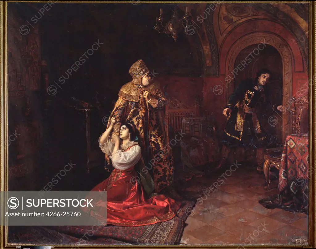 The last minutes of Godunov's Family by Shakhovskoi, Nikolai Pavlovich (1850-nach 1917) Local Heritage Museum, Volsk Oil on canvas 284x353 Russia Russian Painting of 19th cen. Genre,History Painting