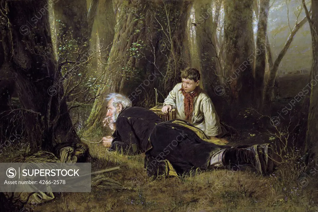 In the forest by Vasili Grigoryevich Perov, Oil on canvas, 1870, 1834-1882, Russia, Moscow, State Tretyakov Gallery, 82, 5x126
