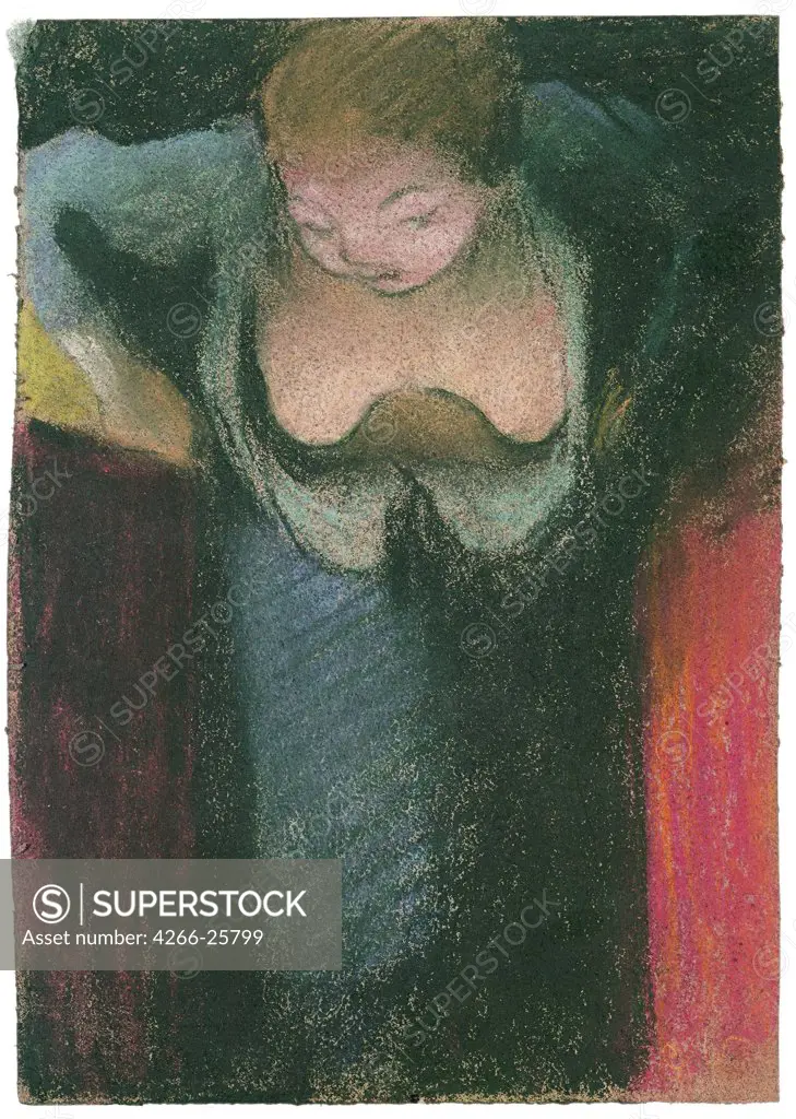 The Singer by Vuillard, Edouard (1868-1940) Thyssen-Bornemisza Collections 1891-1892 Pastel on paper 27,7x20 France Nabis Music, Dance,Opera, Ballet, Theatre,Genre Painting