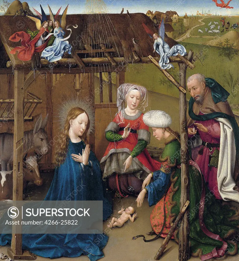 The Nativity by Daret, Jacques (ca 1404-ca 1470) Thyssen-Bornemisza Collections ca 1435 Oil on wood 59,5x53 The Netherlands Early Netherlandish Art Bible Painting