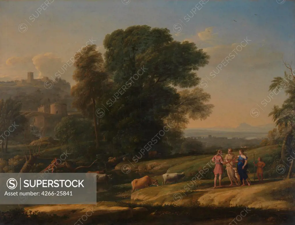 Landscape with Cephalus and Procris reunited by Diana by Lorrain, Claude (1600-1682) National Gallery, London 1645 Oil on canvas 101,5x133 France Baroque Landscape,Mythology, Allegory and Literature Painting