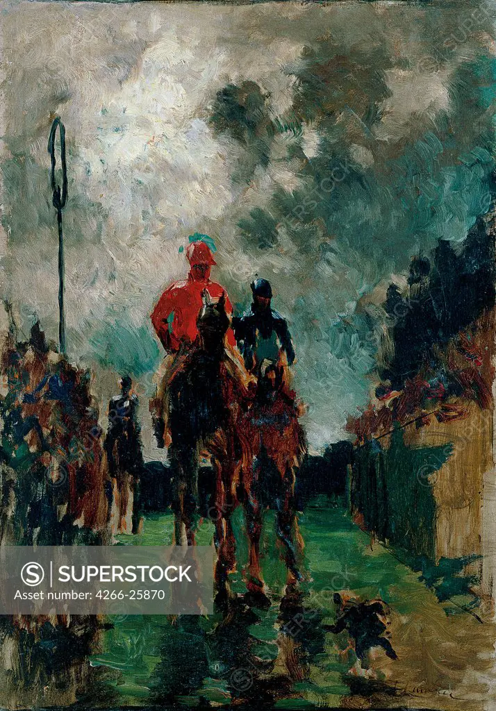 The Jockeys by Toulouse-Lautrec, Henri, de (1864-1901) Thyssen-Bornemisza Collections 1882 Oil on canvas 64,5x45 France Postimpressionism Genre Painting