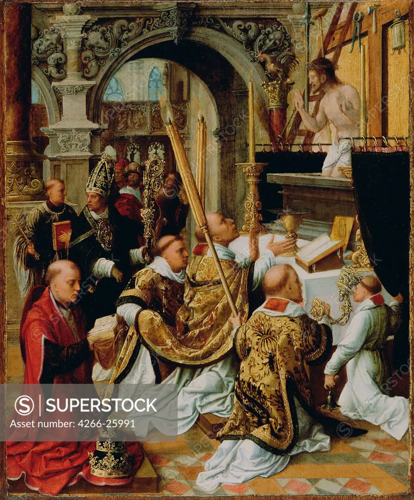 The Mass of Saint Gregory the Great by Isenbrant, Adriaen (1490-1551) J. Paul Getty Museum, Los Angeles ca 1510-1520 Oil on wood 36,2x29,2 The Netherlands Early Netherlandish Art Bible Painting