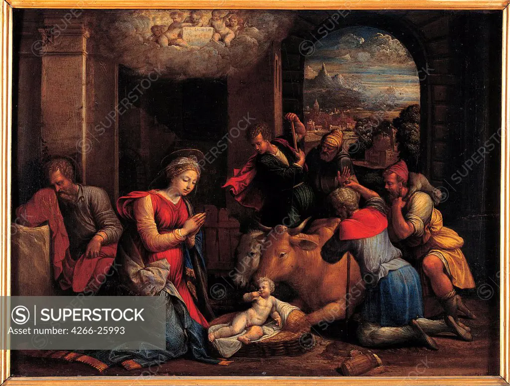 The Adoration of the Shepherds by Garofalo, Benvenuto Tisi da (1481-1559) Musei Capitolini, Rome 1536-1537 Oil on wood 41,5x55 Italy, School of Ferrara Renaissance Bible Painting