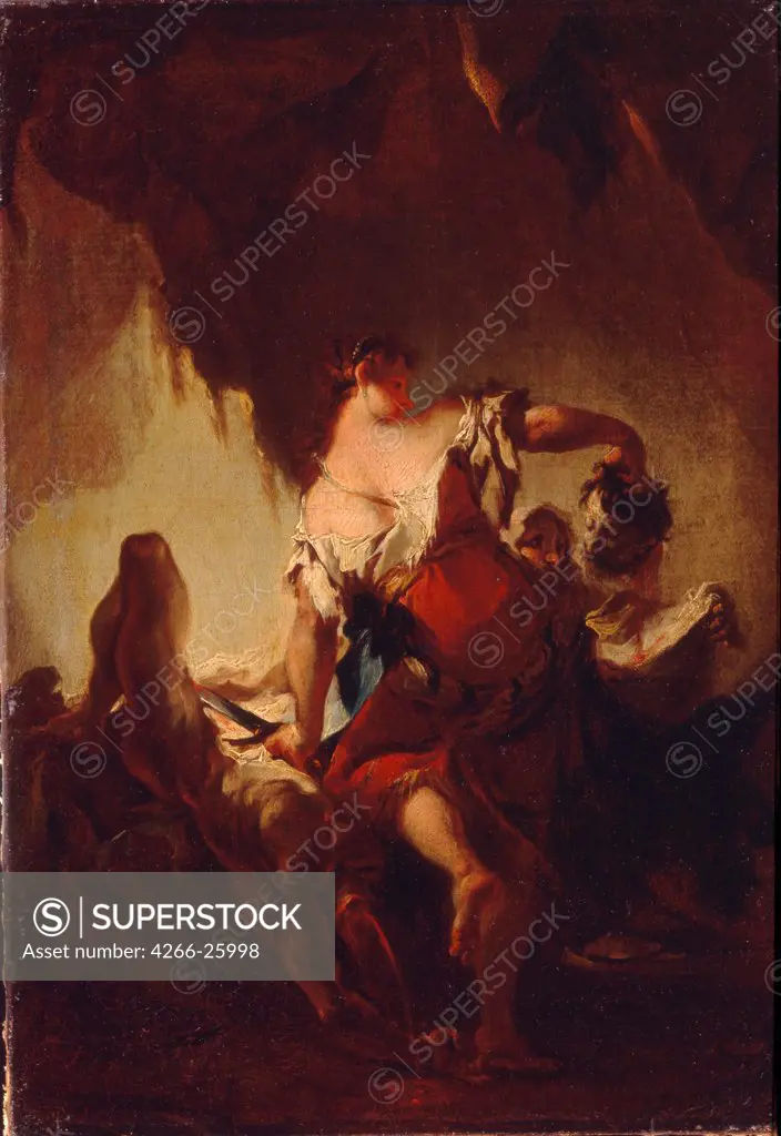 Judith with the Head of Holofernes by Maulbertsch, Franz Anton (1724-1796)  State A. Pushkin Museum of Fine Arts, Moscow  Germany  Oil on canvas  Painting  Bible