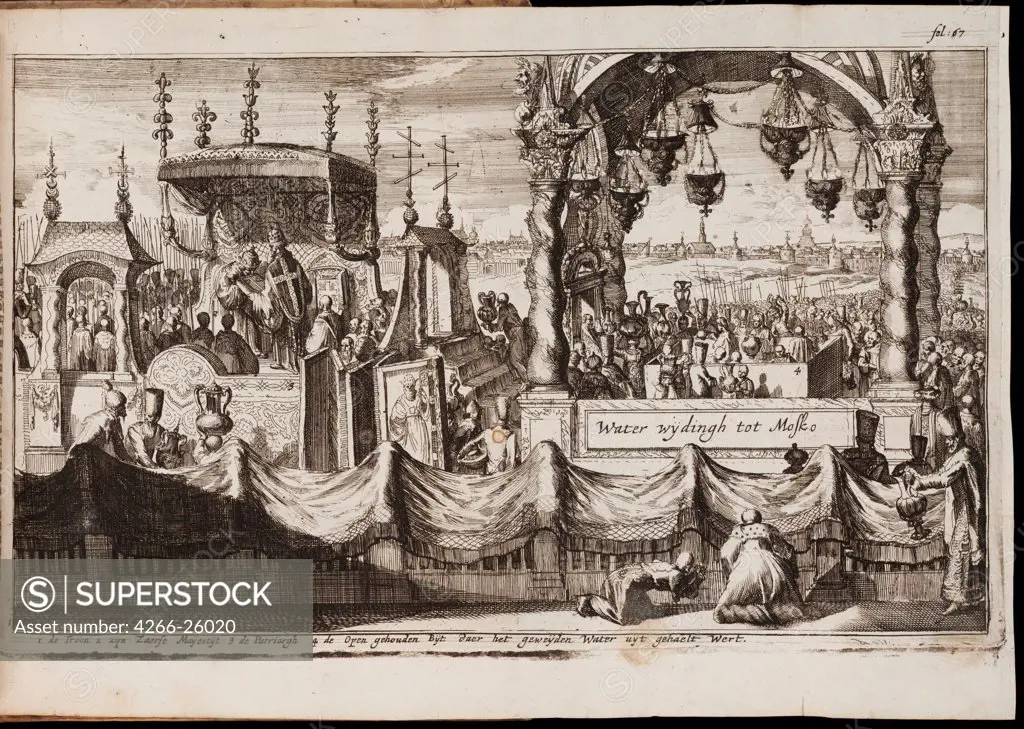 The Great Blessing of Waters at Moscow by Luyken, Jan (Johannes) (1649-1712)  Rijksmuseum van Oudheden, Leiden  1677  Holland  Etching  Graphic arts  History