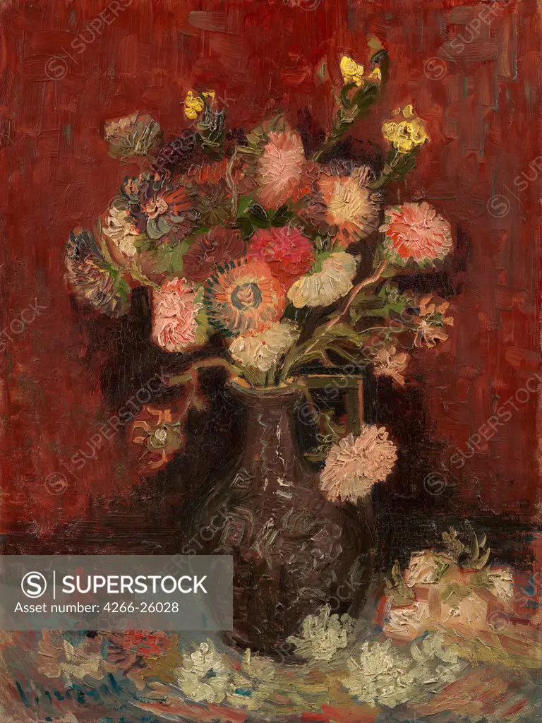 Vase with Chinese asters and gladioli by Gogh, Vincent, van (1853-1890)  Van Gogh Museum, Amsterdam  1886  Holland  Oil on canvas  Painting  Still Life