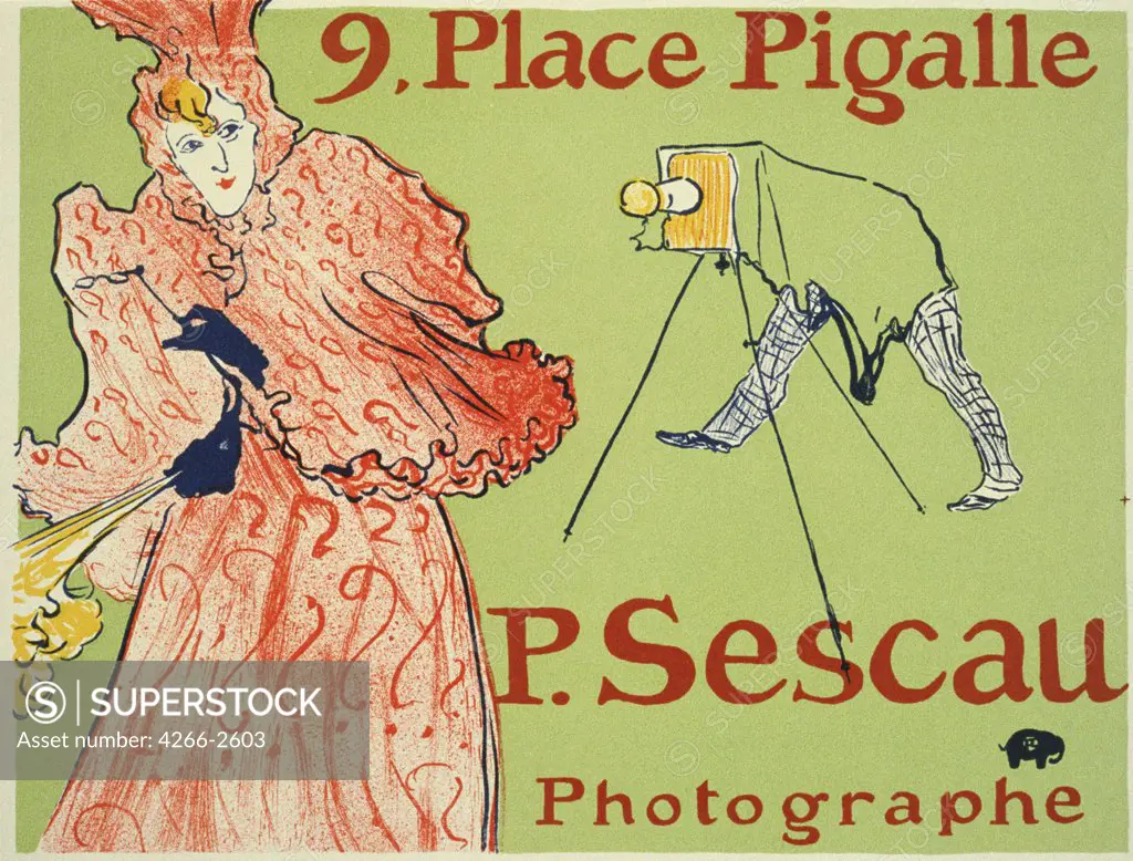 Photographing woman by Henri deToulouse-Lautrec, Colour lithograph, 1894, 1864-1901, Moscow, State A. Pushkin Museum of Fine Arts, 60x80