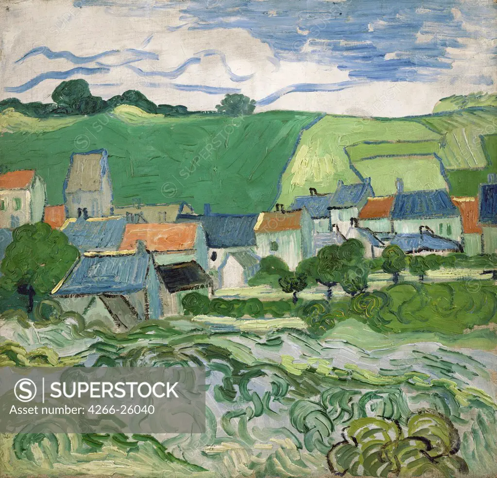 View of Auvers by Gogh, Vincent, van (1853-1890)  Van Gogh Museum, Amsterdam  1890  Holland  Oil on canvas  Painting  Landscape
