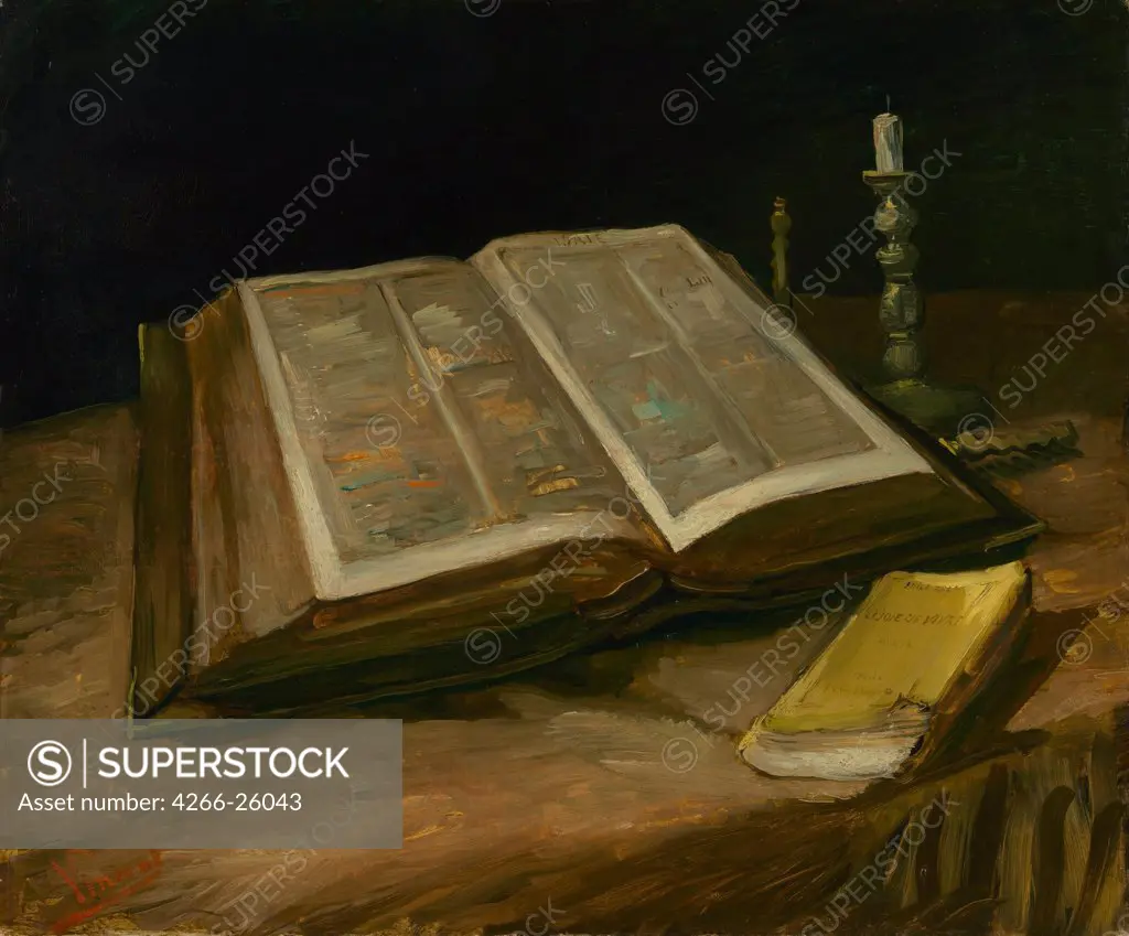 Still Life with Open Bible by Gogh, Vincent, van (1853-1890)  Van Gogh Museum, Amsterdam  1885  Holland  Oil on canvas  Painting  Still Life