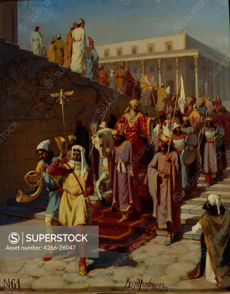 Triumphal Procession of Haman by Kudryavtsev, Kozma Nikiforovich (1855-) \ Regional Art Museum, Nizhny Tagil \ 1875 \ Russia \ Oil on canvas \ Painting \ Bible