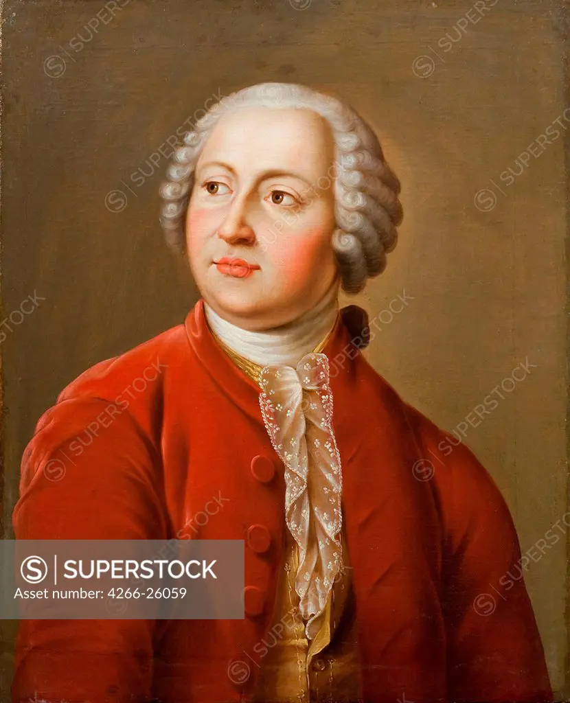 Portrait of the scholar Mikhail V. Lomonosov (1711-1765) by Anonymous    Ministry of culture of Russian Federation, Moscow  Early 19th cen.  Russia  Oil on canvas  Painting  Portrait