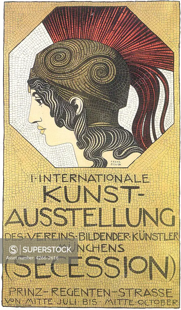 Profile by Franz Ritter von Stuck, colour lithograph, 1893, 1863-1928, private collection, 61, 5x36, 5