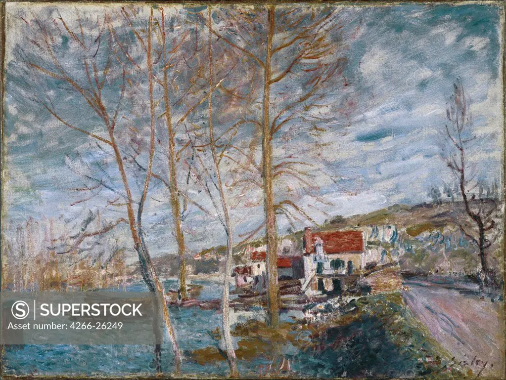 Flood at Moret (Inondation a Moret) by Sisley, Alfred (1839-1899)  Brooklyn Museum, New York  1879  France  Oil on canvas  Painting  Landscape