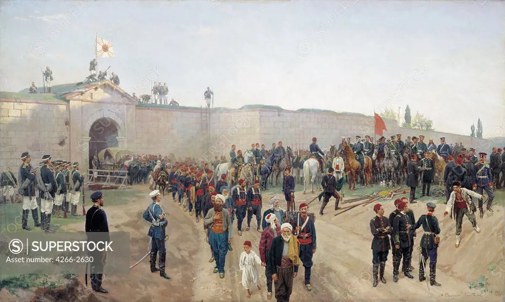 Shipka Pass by Nikolai Dmitrievich Dmitriev-Orenburgsky, oil on canvas, 1883, 1837-1898, Russia, St. Petersburg, State Central Artillery Museum, 92x153