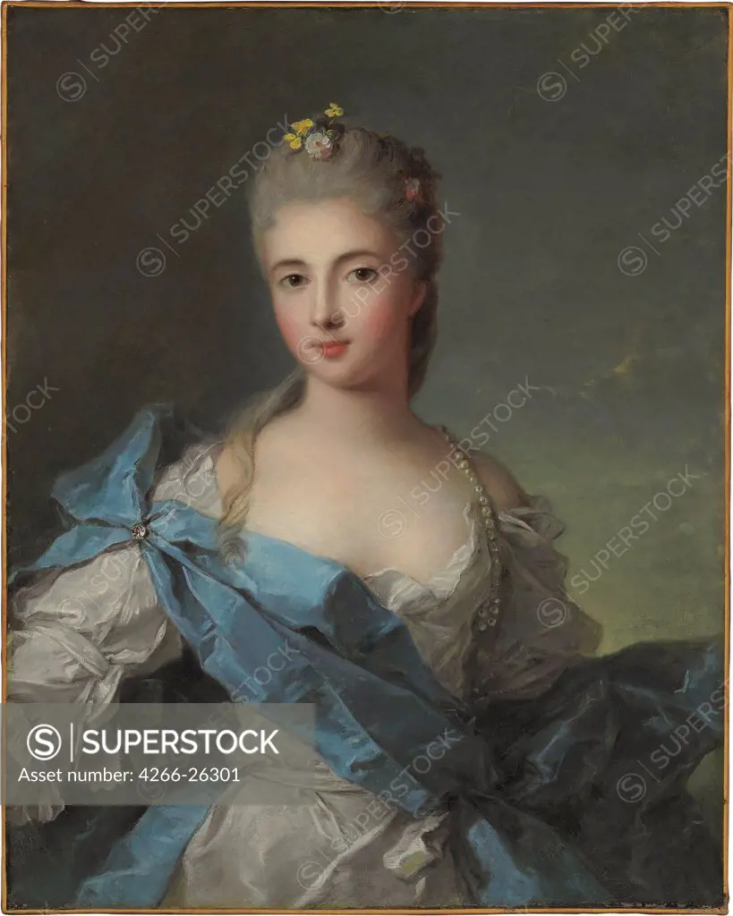Portrait of Duchesse de la Rochefoucauld by Nattier, Jean-Marc (1685-1766)  Private Collection  France  Oil on canvas  Painting  Portrait