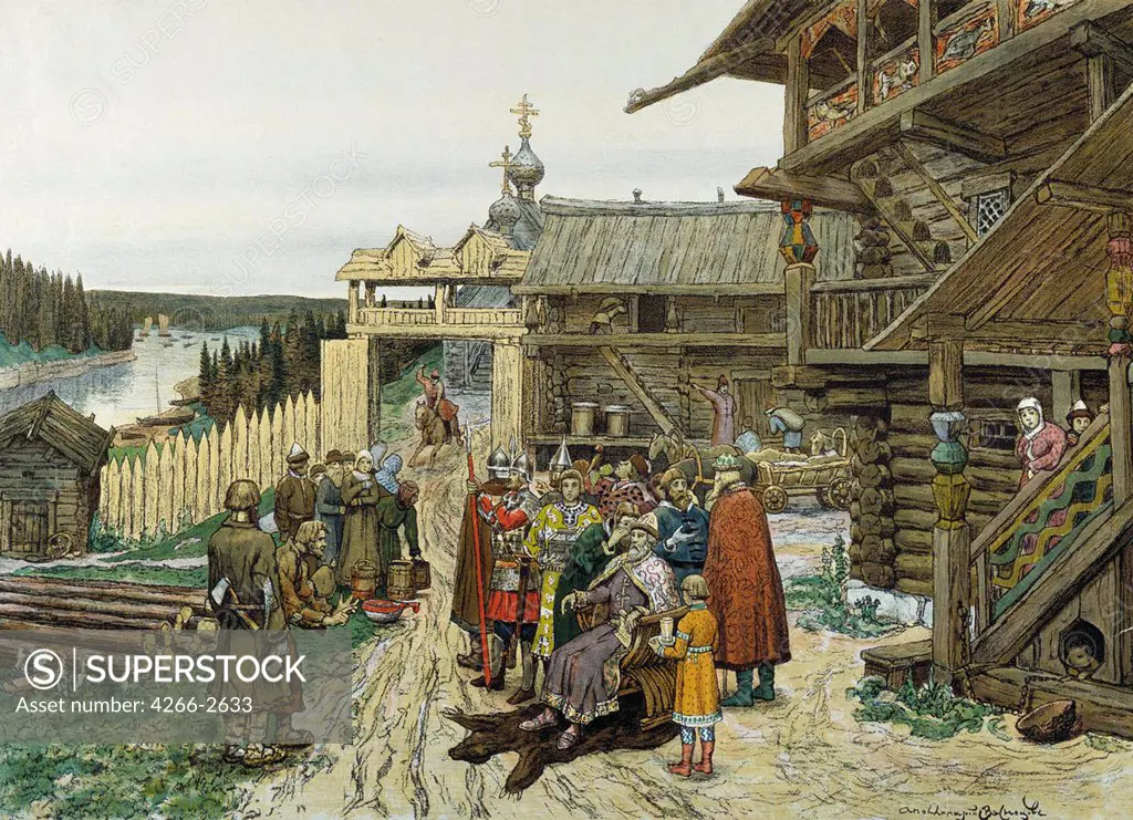 Russian village by Appolinari Mikhaylovich Vasnetsov, watercolor on paper, 1908, 1856-1933, Russia, Moscow, State History Museum,