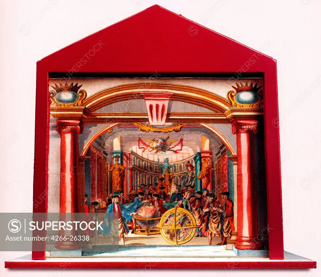 Diorama: Masonic Germany (The Temple of Masonic Treasures) by Anonymous    Private Collection  1750  Germany  Colour lithograph  Graphic arts  History
