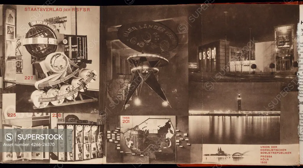 USSR. Catalogue of the Soviet pavilion at the International Press Exhibition, Cologne by Lissitzky, El (1890-1941)  Private Collection  1928  Russia  Collage  Graphic arts  History,Poster and Graphic design