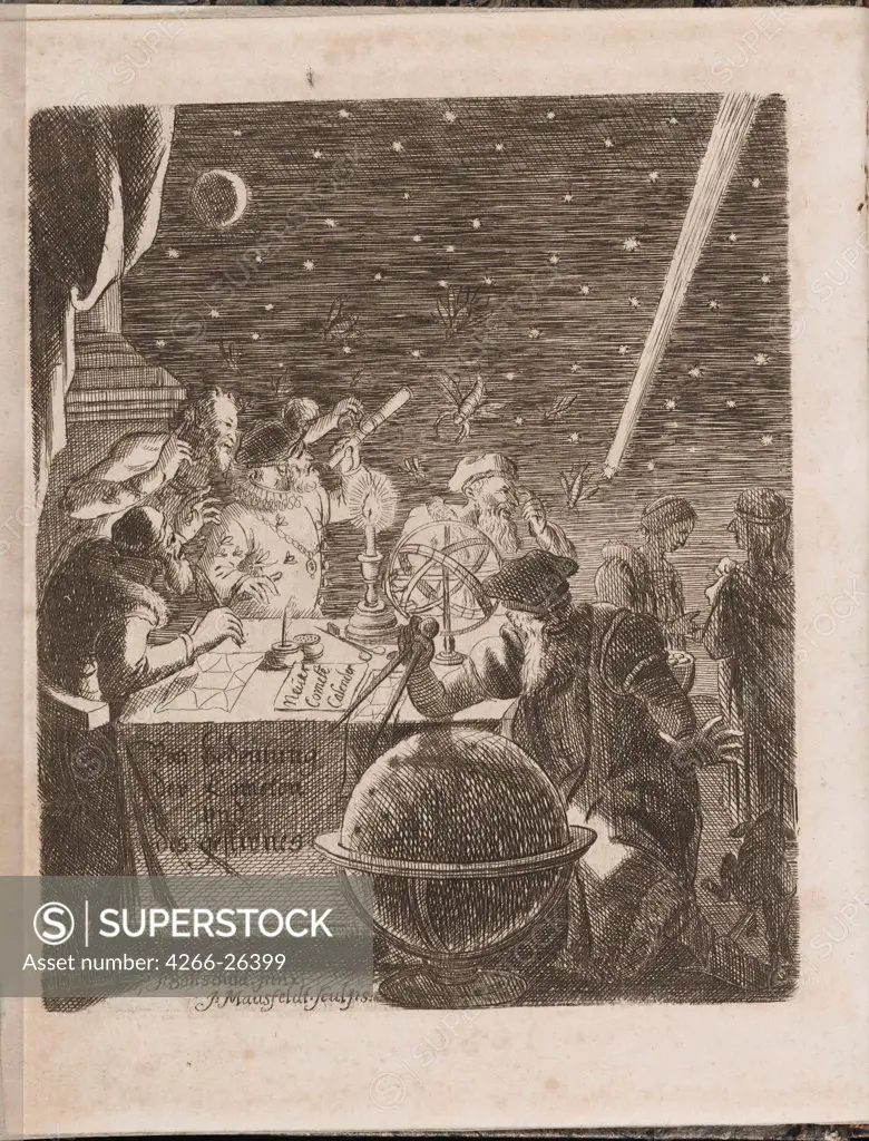 Observing the Heavens in the Age of Galileo (From: Von Bedeutung der Cometen) by Petit, Pierre (1598-1677)  Yale University  1681  France  Copper engraving  Graphic arts  Genre,History
