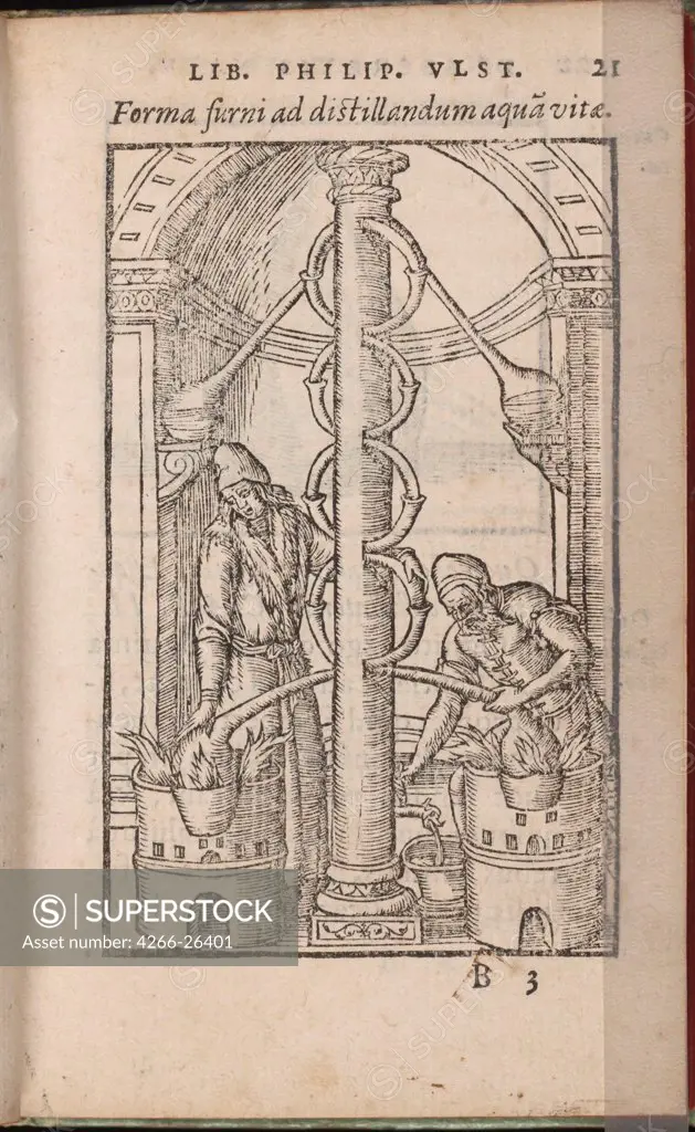 Alchemical apparatus (From: Liber de secretis naturae) by Ulstadius (Ulstadt), Philipus (Philip) (active 16th century)  Yale University  1556-1557  Germany  Woodcut  Graphic arts  Mythology, Allegory and Literature,History