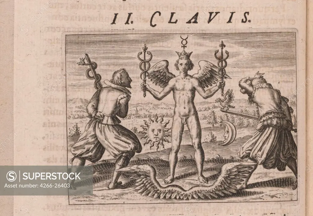 Illustration for 'Tripvs avrevs, hoc est, Tres tractatvs chymici selectissimi..' by Bry, Theodor de (1528-1598)  Private Collection  1618  Flanders  Etching  Graphic arts  Mythology, Allegory and Literature,History