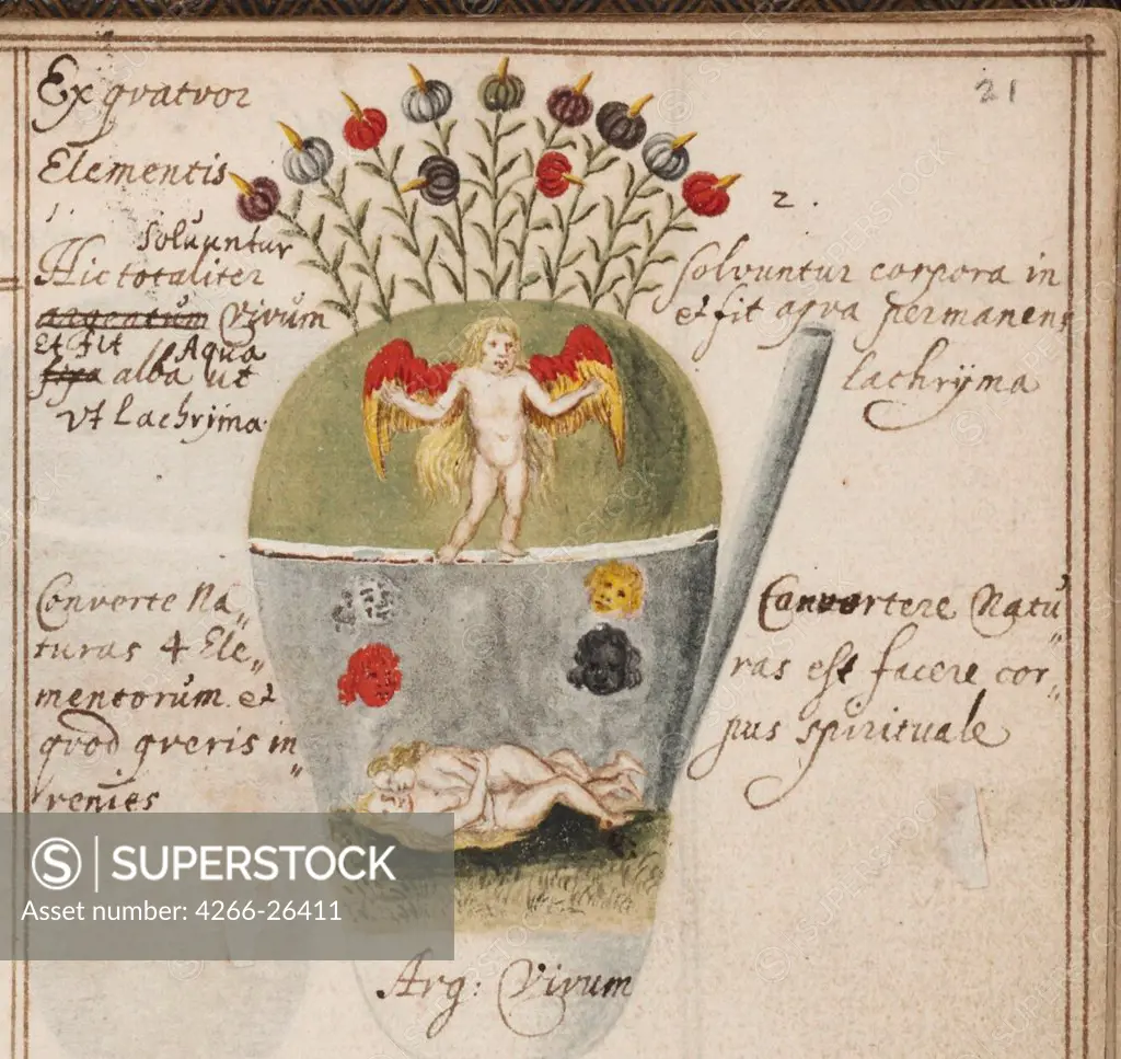 Alchemical notebook by Grasshoff (Grasshof), Johann (1560-1623)  Yale University  c. 1620  Germany  Watercolour on parchment  Book Art  Mythology, Allegory and Literature,History