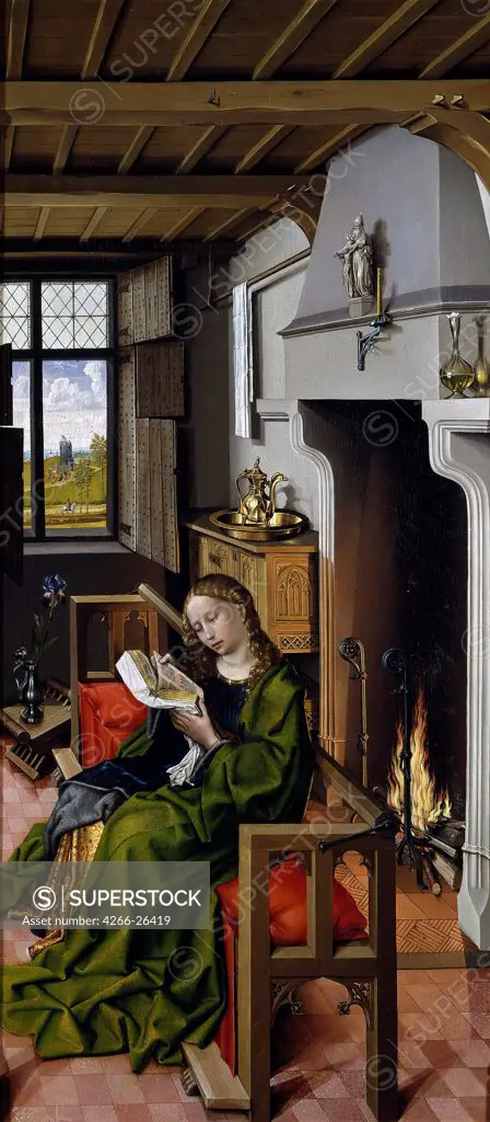 Saint Barbara by Campin, Robert (ca. 1375-1444)  Museo del Prado, Madrid  1438  The Netherlands  Oil on wood  Painting  Bible