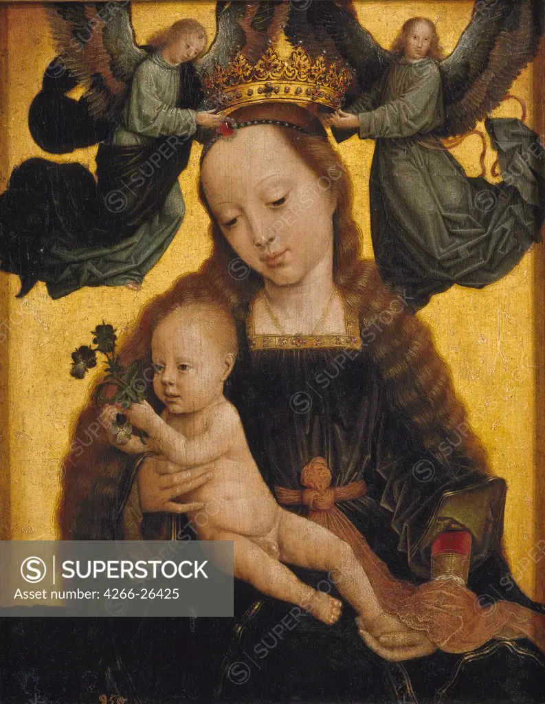 The Virgin and Child with Angels by David, Gerard (ca. 1460-1523)  Museo del Prado, Madrid  c. 1520  The Netherlands  Oil on wood  Painting  Bible