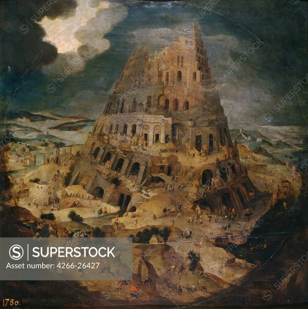 The Tower of Babel by Brueghel, Pieter, the Younger (1564-1638)  Museo del Prado, Madrid  ca 1595  Flanders  Oil on canvas  Painting  Mythology, Allegory and Literature