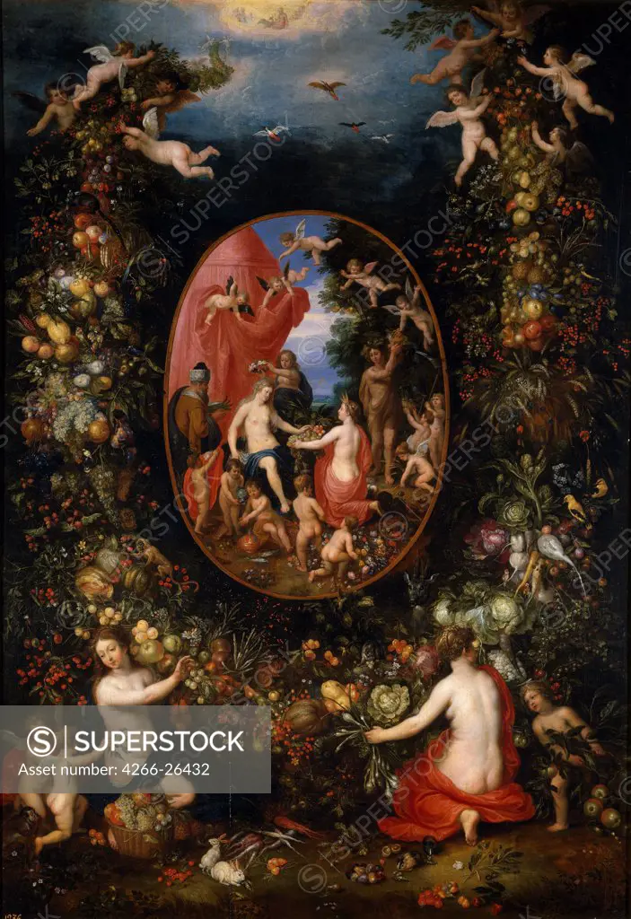 Cybele and Seasons by Balen, Hendrik I, van (1575-1632)  Museo del Prado, Madrid  before 1618  Flanders  Oil on wood  Painting  Mythology, Allegory and Literature