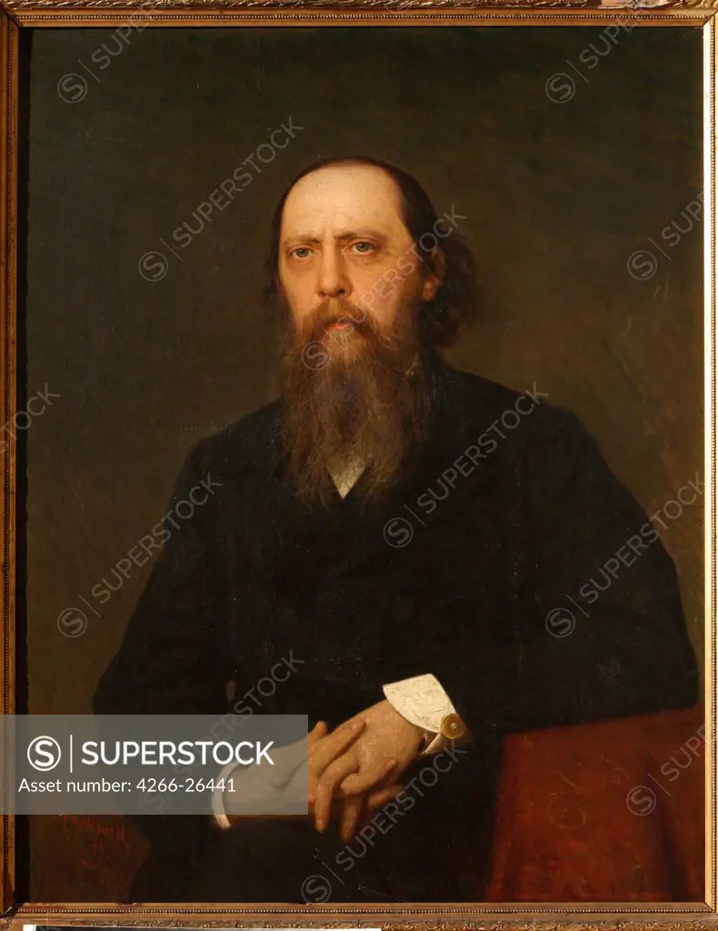 Portrait of the author Mikhail Saltykov-Shchedrin (1826-1889) by Kramskoi, Ivan Nikolayevich (1837-1887)  Institut of Russian Literature IRLI (Pushkin-House), St Petersburg  1879  Russia  Oil on canvas  Painting  Portrait