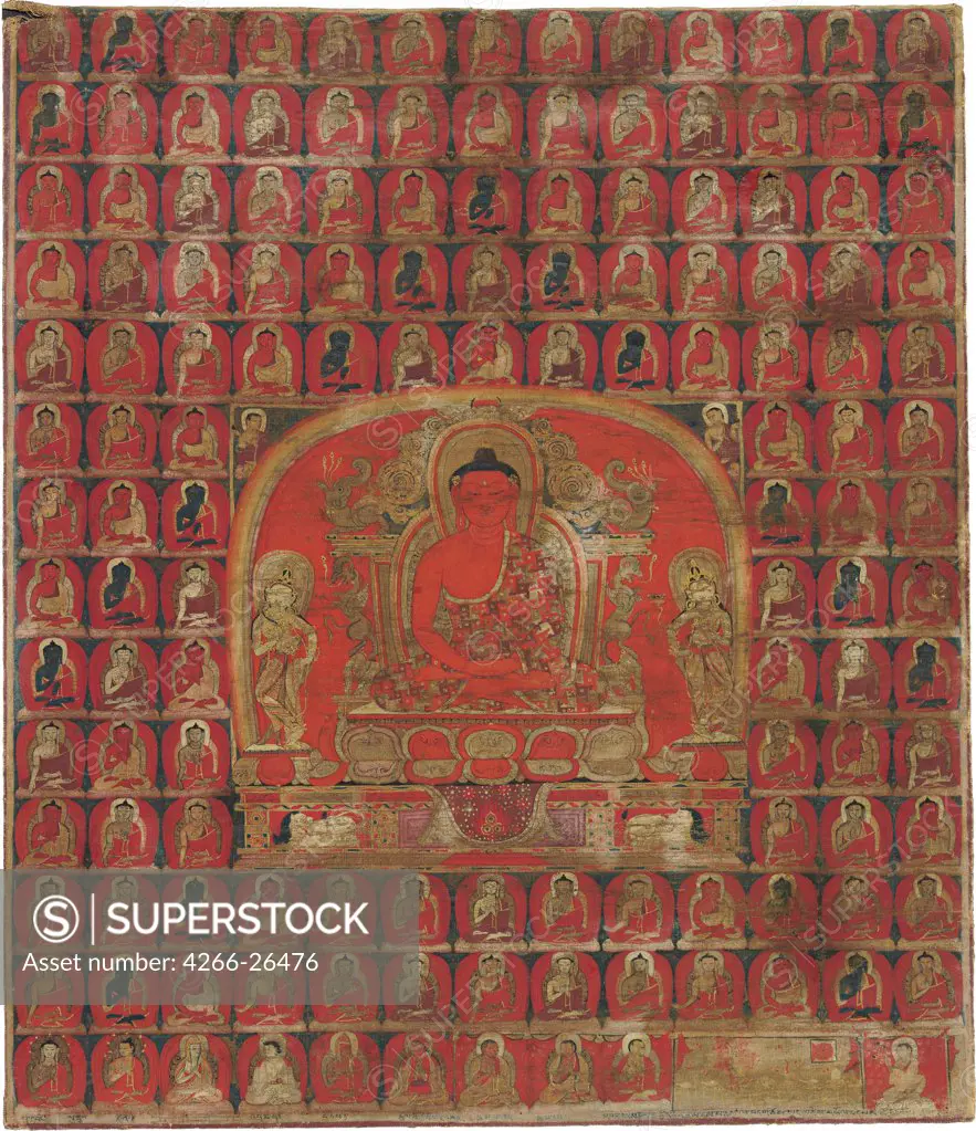 Amitabha Thangka by Tibetan culture    Private Collection  13th century  Tibet  Pigments and gold on textile  Painting  Mythology, Allegory and Literature