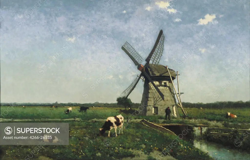 Landscape with Windmill near Schiedam by Weissenbruch, Hendrik Johannes (Jan Hendrik) (1824-1903)  Museum Boijmans Van Beuningen, Rotterdam  1873  Holland  Oil on canvas  Painting  Landscape