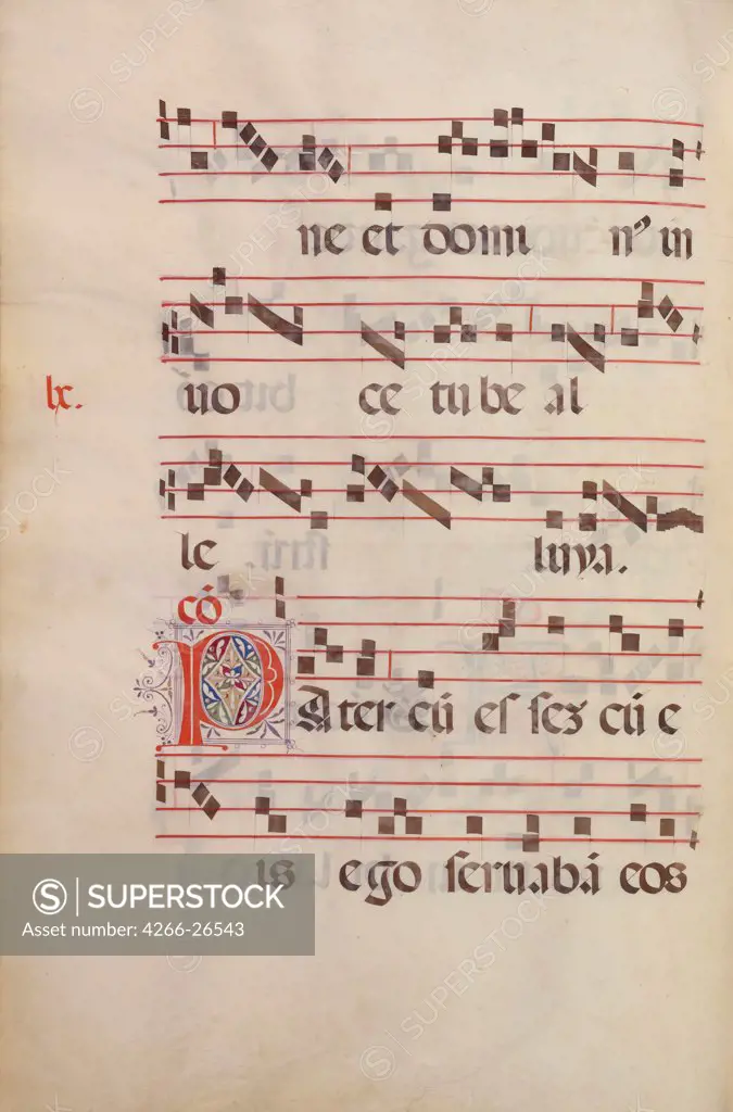 The Gradual. Initial P by Antonio da Monza (active 1480-1505)  J. Paul Getty Museum, Los Angeles  c. 1500  Italy, School of Lombardy  Tempera and gold on parchment  Book Art  Music, Dance,Bible