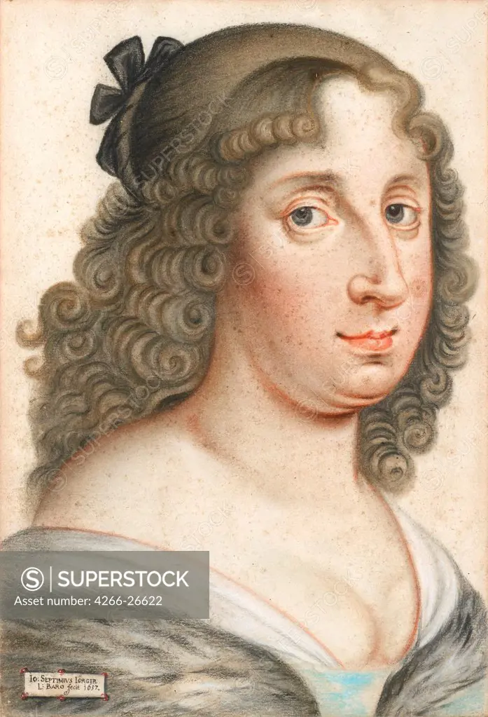 Portrait of Queen Christina of Sweden (1626-1689) by Jorger von Tollet, Johann Septimius (1596-1672)  Private Collection  1657  Austria  Pastel on paper  Painting  Portrait