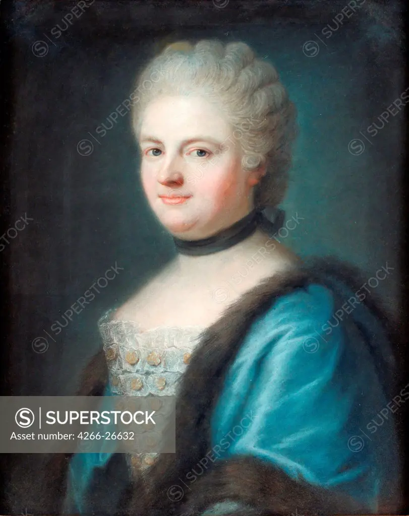 Portrait of Marie Leszczynska, Queen of France (1703-1768) by Frey, Franz Bernhard (1716-1806)  Private Collection  Germany  Pastel on Bristol board  Painting  Portrait