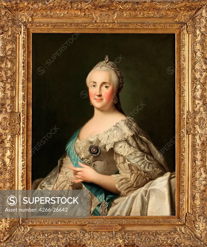 Portrait of Empress Catherine II (1729-1796) by Erichsen, Vigilius (1722-1782)  Private Collection  c. 1780  Sweden  Oil on canvas  Painting  Portrait