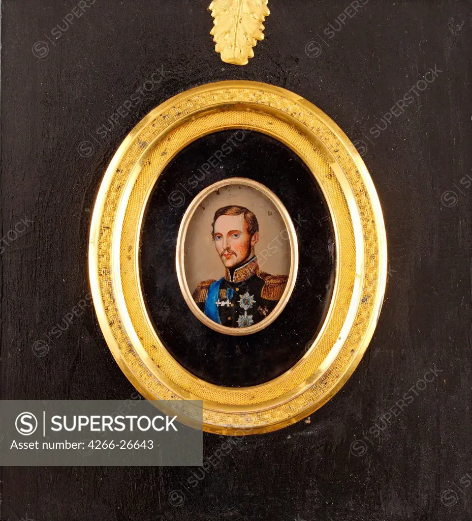 Portrait of Emperor Alexander II (1818-1881) by Anonymous    Private Collection  1840s  Gouache on Porcelain  Painting  Portrait