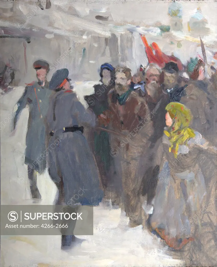 Russian revolution by Valentin Alexandrovich Serov, oil on paper, 1906, 1865-1911, Russia, Khanty-Mansiysk, Regional Art Museum