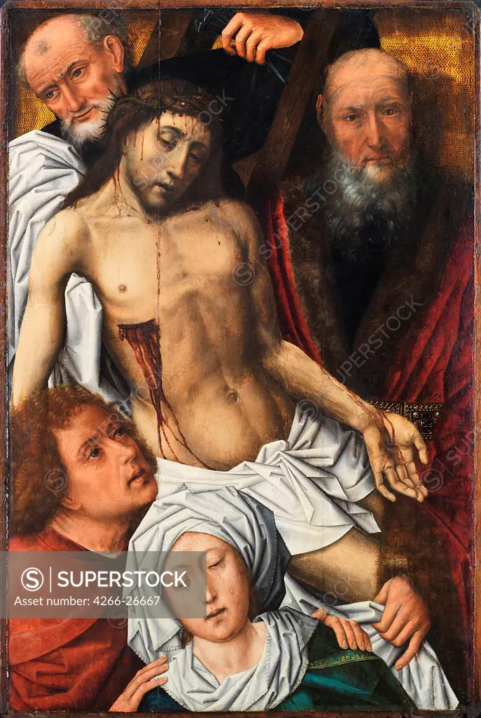 The Descent from the Cross by De Coter, Colijn (c. 1440/5-c. 1522/32)  Museo de Bellas Artes de Bilbao  c. 1500  Flanders  Oil on wood  Painting  Bible