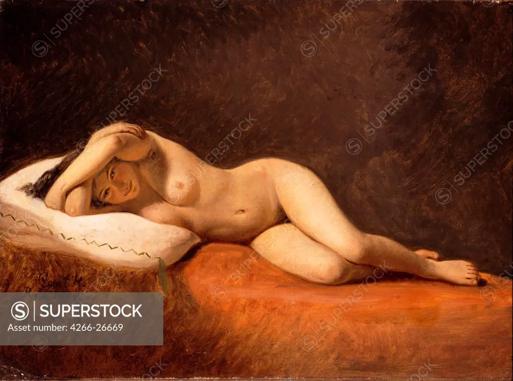Resting Model by Hansen, Constantin (1804-1880)  Ny Carlsberg Glyptotek  1839  Denmark  Oil on canvas  Painting  Nude painting