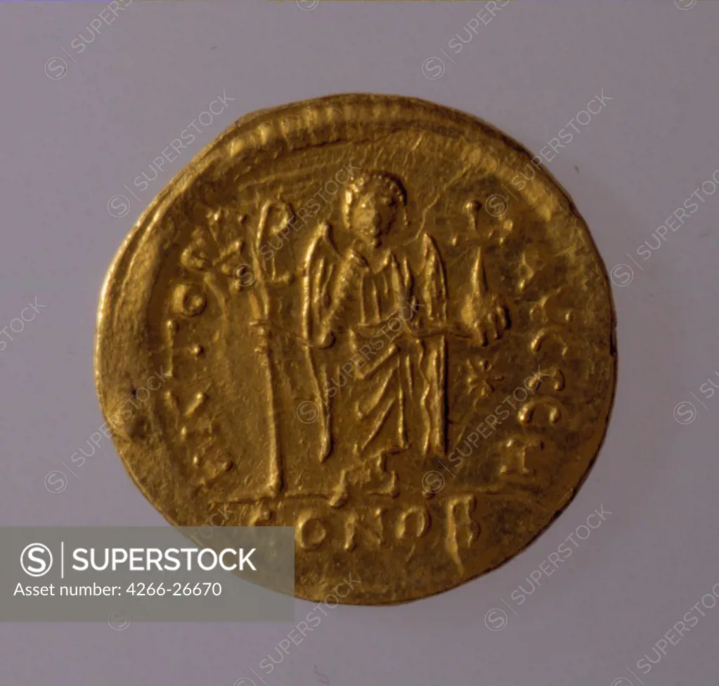 Solidus of Justinian I by Numismatic, Ancient Coins    Benaki Museum, Athens  527-565  Byzantium  Gold  Numismatics, Glyptics and Medals  Objects