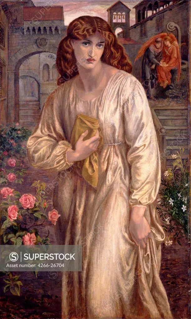 Salutation of Beatrice by Rossetti, Dante Gabriel (1828-1882)  Toledo Museum of Art, Toledo, Ohio  1880-1882  Great Britain  Oil on canvas  Painting  Mythology, Allegory and Literature