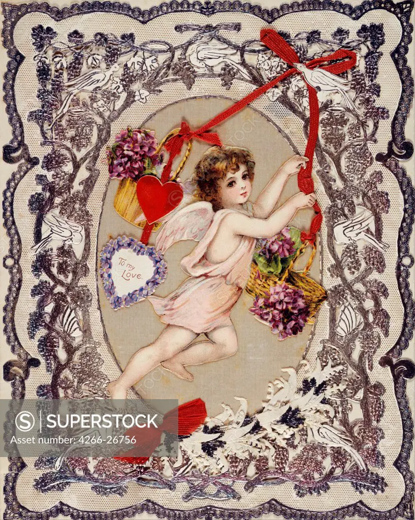 Valentine's Day Card by Anonymous    Private Collection  1860s-1870s  Great Britain  Mixed media on board  Graphic arts  Mythology, Allegory and Literature,Poster and Graphic design