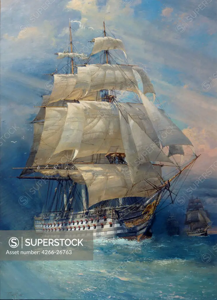 Russian first rate ship of the line 'Rossia' by Pen, Sergei Varlenovich (*1952)  State Central Navy Museum, St. Petersburg  2000  Russia  Oil on canvas  Painting  History