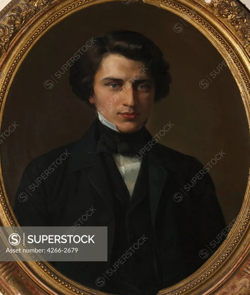 Portrait of Vladimir Zhemchuzhnikov by Kirill Antonovich Gorbunov, oil on canvas, 1854, 1822-1891, Russia, St Petersburg, Institute of Russian Literature IRLI (Pushkin-House)