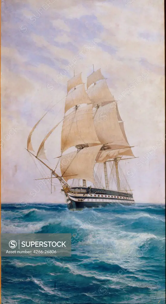 The Ship on the line Imperatritsa Mariya by Prokofyev, Nikolai Dmitryevich (1866-1913)  State Central Navy Museum, St. Petersburg  1890s  Russia  Watercolour on paper  Painting  History